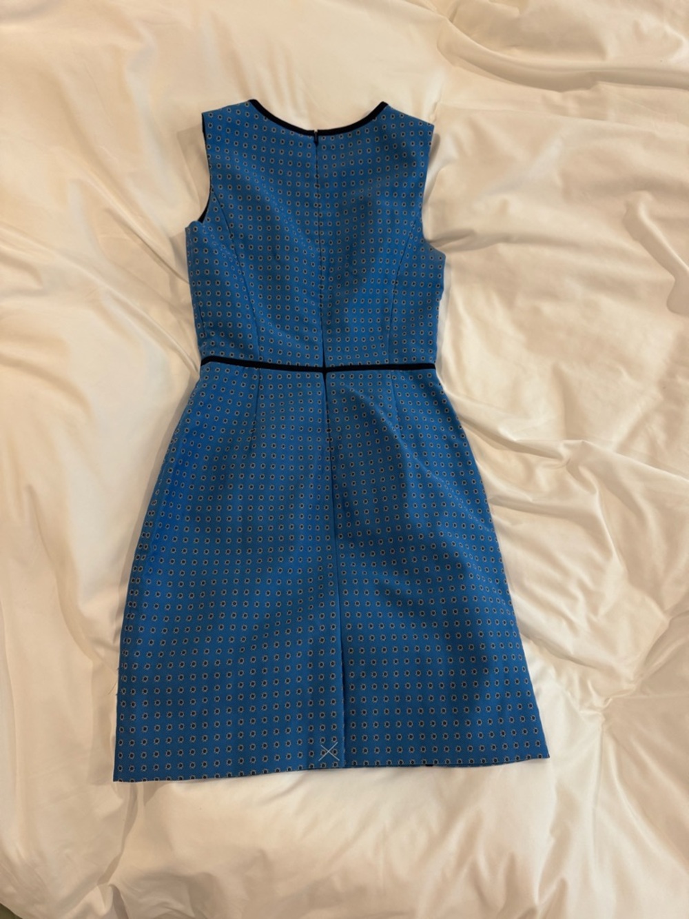 J. Crew Blue Sleeveless Sheath Dress with Black Piping - Picture 4 of 6